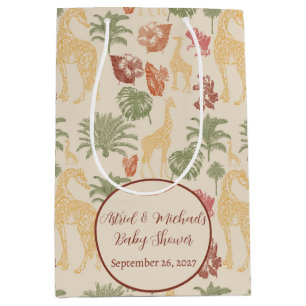 Sacola Para Presentes Média Rustic Giraffe Floral