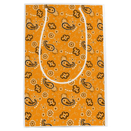 Sacola Para Presentes Média Rustic Modern Bandana Orange Patterno Divertido