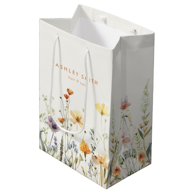 Sacola Para Presentes Média Rustic Wildflower Business (Frente inclinada)