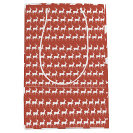 Sacola Para Presentes Média Sac Cadeau Moyen Medium Red Reindeer Pattern Holid