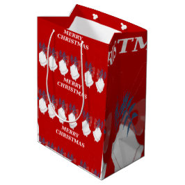 Sacola Para Presentes Média Sac Cadeau Moyen "Merry Christmas" – Rouge Blanc