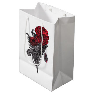 Sacola Para Presentes Média Saca de Papel de Arte de Linha Botânica Flor de Pa