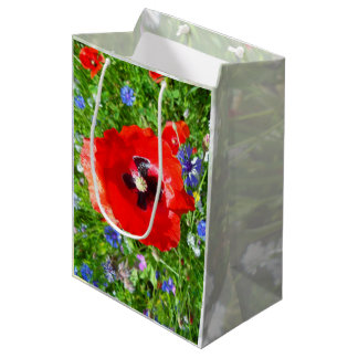SACOLA PARA PRESENTES MÉDIA SACA DE PRESENETES DO PRADO DE FLORES SILVESTRES