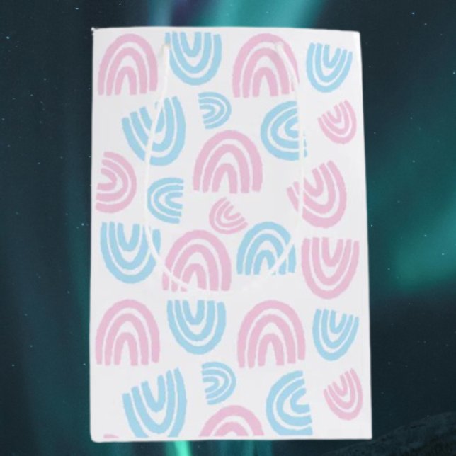 Sacola Para Presentes Média Saca de Presente Arco-íris Pastel Orgulho Trans (Criador carregado)
