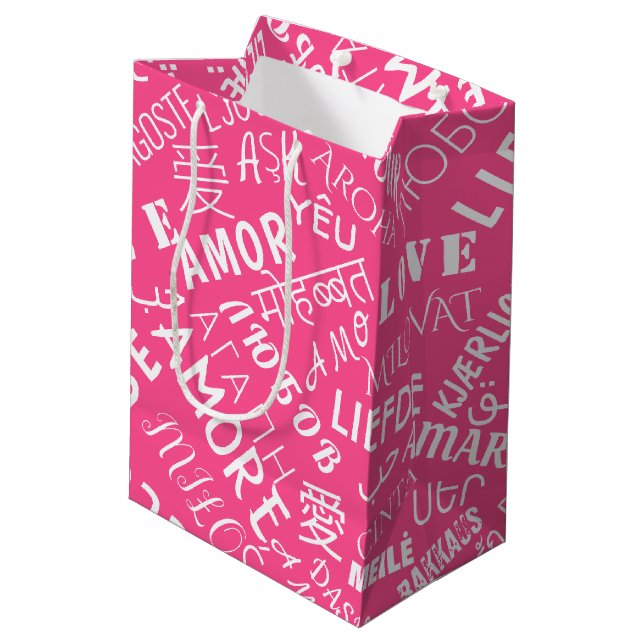 Sacola Para Presentes Média Saca de Presente com Texto de Amor (Verso inclinado)