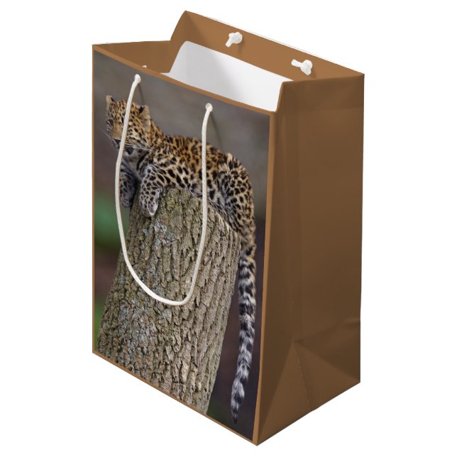 Sacola Para Presentes Média Saca de Presente da Cauda de Leopardo (Frente inclinada)