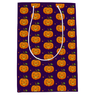 Sacola Para Presentes Média Saca de Presente de Halloween de Abóbora Flamejant