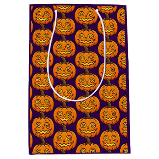 Sacola Para Presentes Média Saca de Presente de Halloween de Abóbora Flamejant