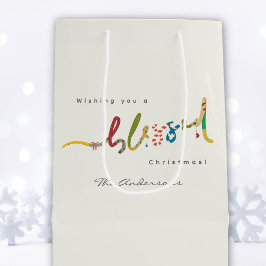 Sacola Para Presentes Média Saca de presente de Natal abençoado