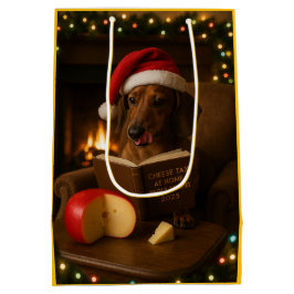 Sacola Para Presentes Média Saca de presente de Natal do queijo Dachshund fofo