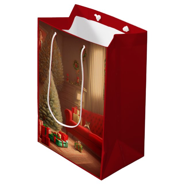 Sacola Para Presentes Média Saca de Presente de Natal Médio (Frente inclinada)