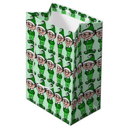 Sacola Para Presentes Média Saca de Presente de Natal Verde dos Elfos Retro Fo