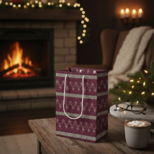 Sacola Para Presentes Média Saca de Presente de Papel com Padrão de Tricô Acon
