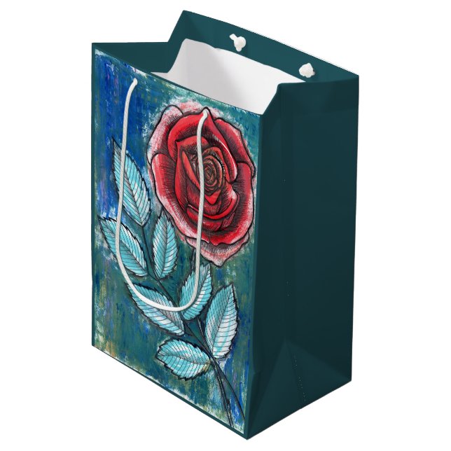 Sacola Para Presentes Média Saca de Presente Expressionista Caprichosa Rosa Ve (Frente inclinada)