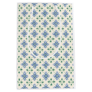Sacola Para Presentes Média Saca de Presente Jardim em Treliça Diamante Azul V