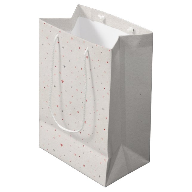Sacola Para Presentes Média Saca de Presente Padrão Coração Macio (Frente inclinada)
