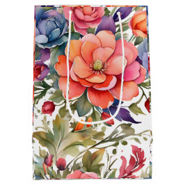 Sacola Para Presentes Média Saca de Presente PD Floral Aquarela Serena
