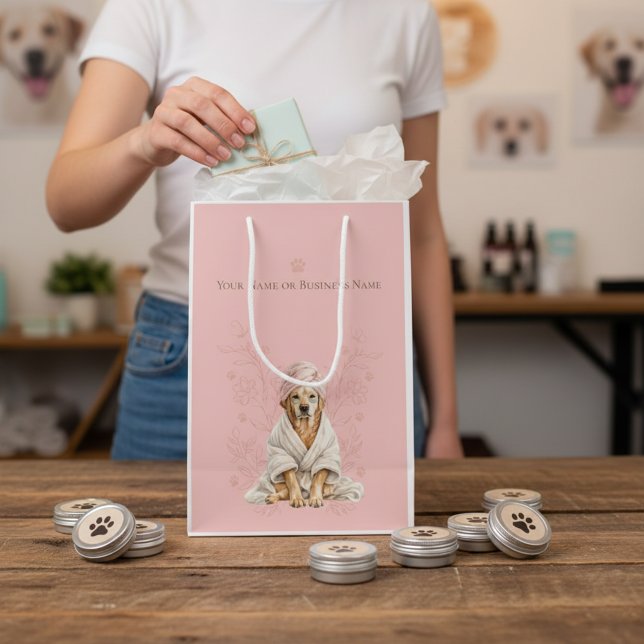 Sacola Para Presentes Média Saca de Presente Rosa Personalizada Spa Cabelereir (Criador carregado)