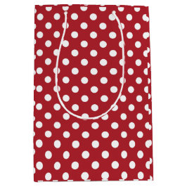 Sacola Para Presentes Média Saca de Presente Vermelho com Bolinhas Brancas