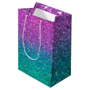 Sacola Para Presentes Média Sacarana Brilhante Rosa Turquesa Água Azul e Roxo