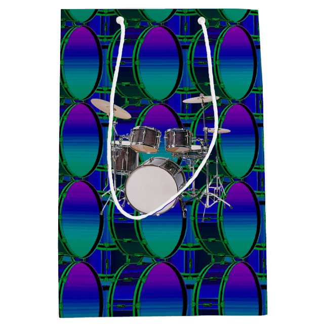 Sacola Para Presentes Média Sacas de presente com padrão de tons de azul para  (Frente)