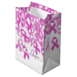 Sacola Para Presentes Média Saco 2 da fita de veludo do rosa da consciência d