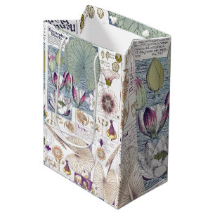 Sacola Para Presentes Média Saco botânico do presente das flores de Nouveau d