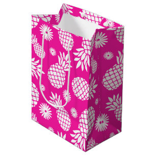 Sacola Para Presentes Média Saco branco cor-de-rosa do presente do abacaxi e