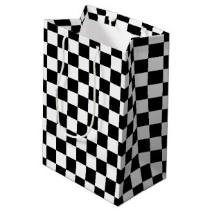 Sacola Para Presentes Média Saco Checkered preto e branco corajoso do presente