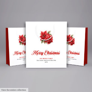 Sacola Para Presentes Média Saco Clássico de Natal Poinsettia Botânica de Féri