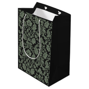 Sacola Para Presentes Média Saco de Compras Médio Loja Botânica Verde e Cinza