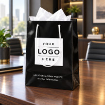 Saco de Compras Preto com Logotipo Empresarial Per