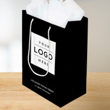 Saco de Compras Preto com Logotipo Empresarial Per