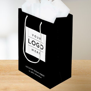Sacola Para Presentes Média Saco de Compras Preto com Logotipo Empresarial Per