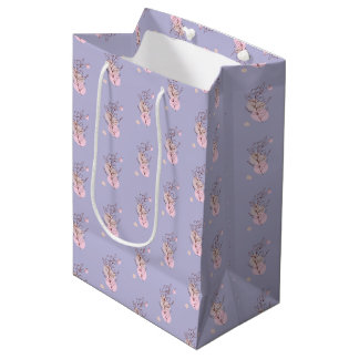 Sacola Para Presentes Média Saco de Favor de Arte de Linha Botânica Elegante
