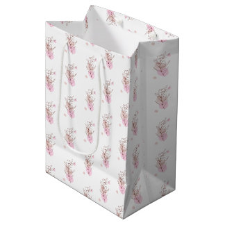 Sacola Para Presentes Média Saco de Favor de Arte de Linha Botânica Elegante