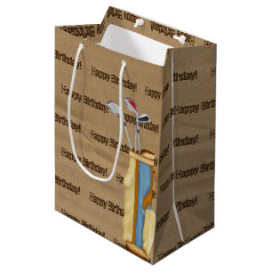 Sacola Para Presentes Média Saco de golfe do aniversário no cartão