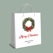 Saco de grinalda de Natal clássico com bagas e pin