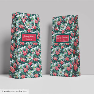 Sacola Para Presentes Média Saco de Natal rosa vermelho brilhante e divertido