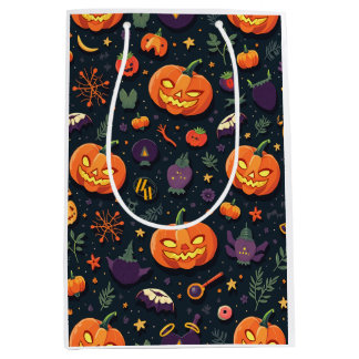 Sacola Para Presentes Média saco de papel de abóbora de halloween