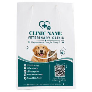 Sacola Para Presentes Média Saco de papel de clínica veterinária personalizada