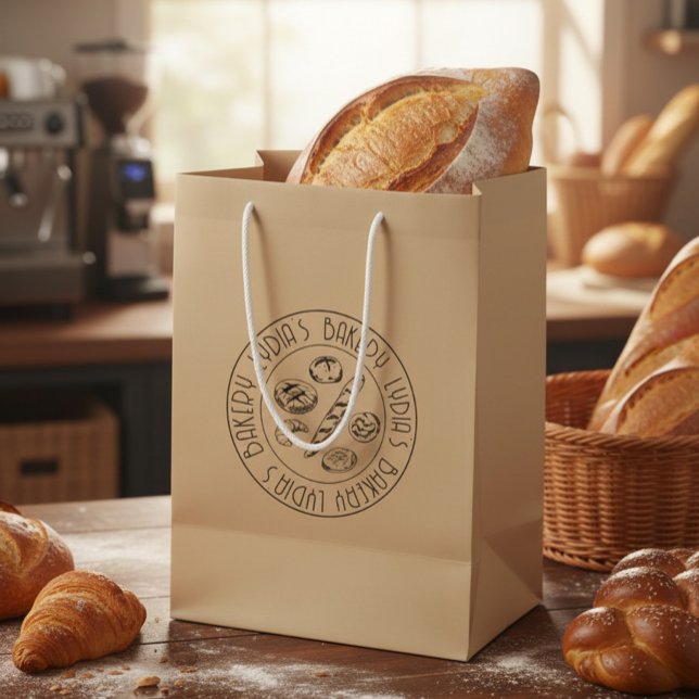 Sacola Para Presentes Média Saco de papel kraft personalizado com logotipo de  (Criador carregado)