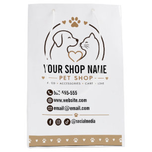 Sacola Para Presentes Média Saco de papel personalizado para pet shop com logo