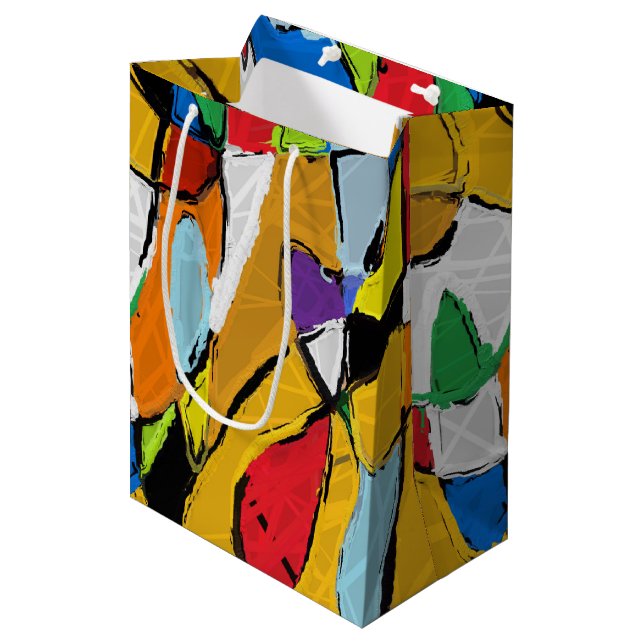 Sacola Para Presentes Média Saco de presente abstrato amarelo (Frente inclinada)