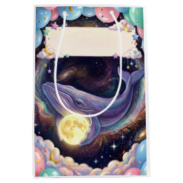 Sacola Para Presentes Média Saco de Presente Artístico de Baleia e Lua para Qu