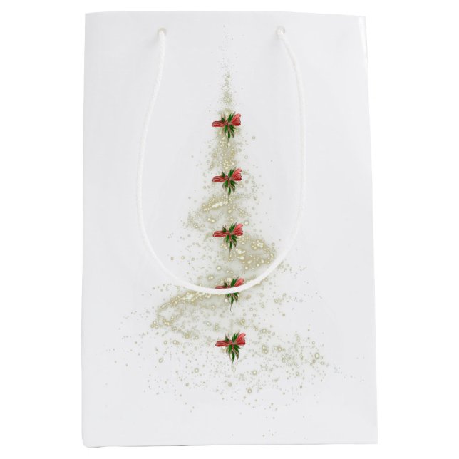 Sacola Para Presentes Média Saco de presente Árvore de Natal Brilhante (Frente)