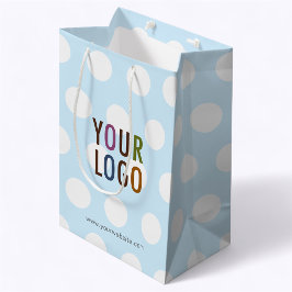 Sacola Para Presentes Média Saco de Presente Azul Claro com Pontos 25 cm com L