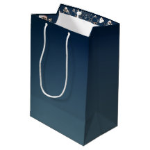 Saco de Presente Azul Gradiente com Teia de Rosa