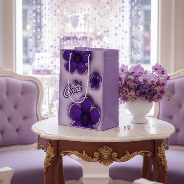 Sacola Para Presentes Média Saco de Presente “Be Cool” Floral Roxo (Criador carregado)