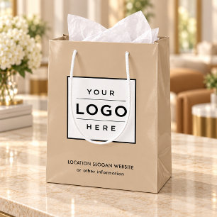 Sacola Para Presentes Média Saco de Presente Bege Personalizado com Logotipo E